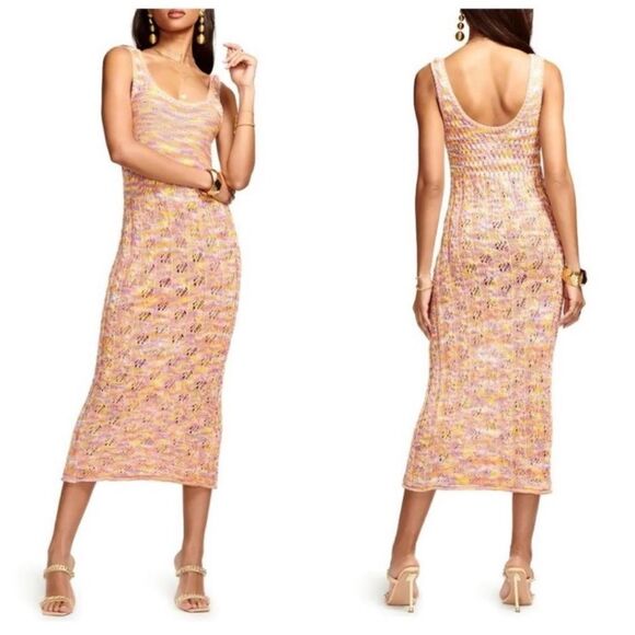 Ramy Brook Women's Olsena Sleeveless Space Dye Knit Tank Midi Dress Pink - Picture 1 of 6